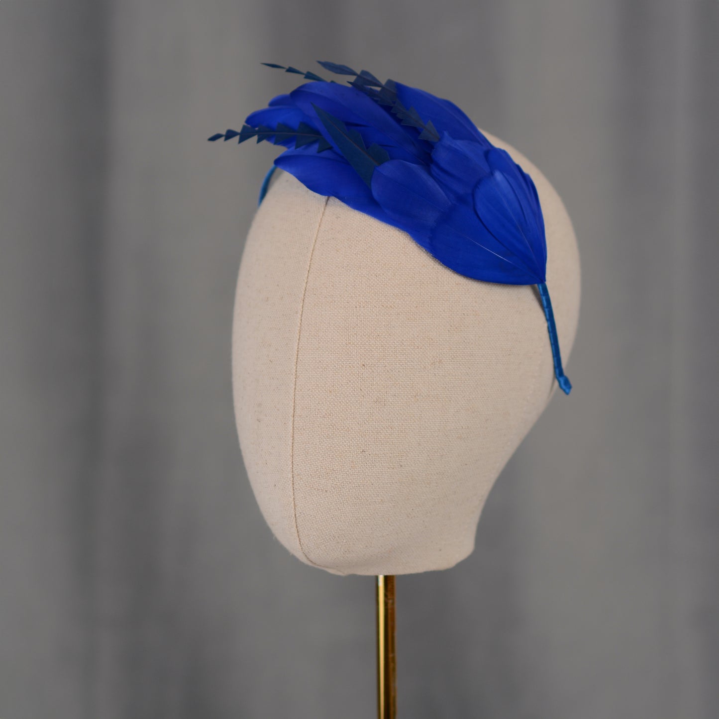 Cobalt Blue Feather Fascinator Headband No.023