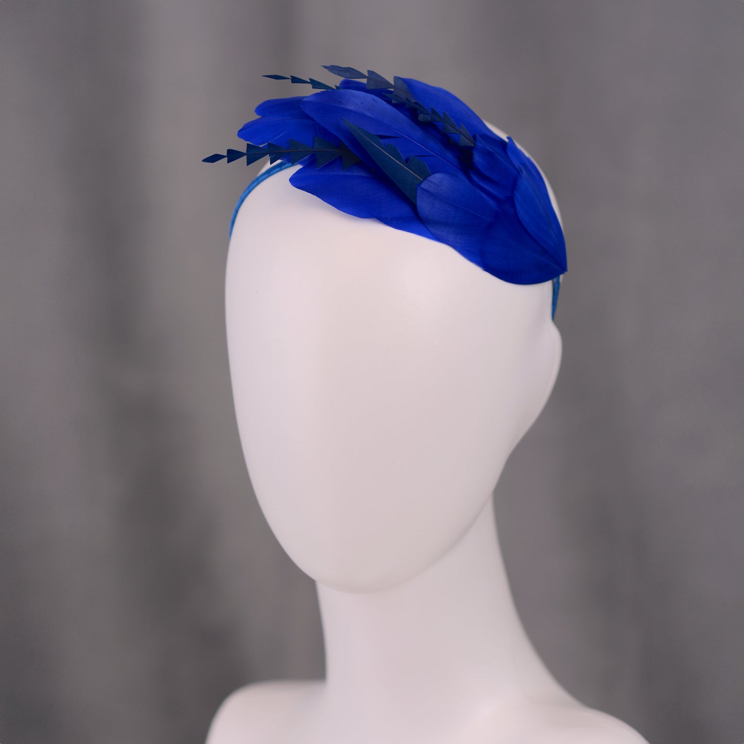 Cobalt Blue Feather Fascinator Headband No.023