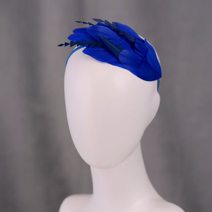 Cobalt Blue Feather Fascinator Headband No.023