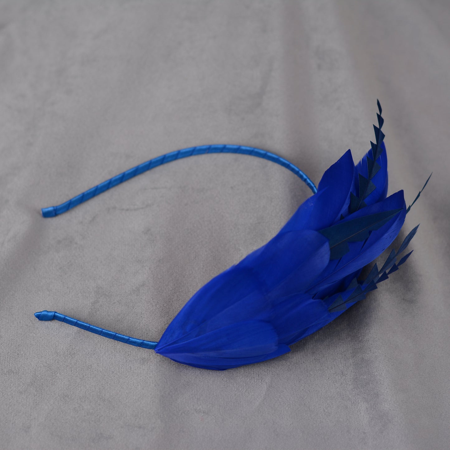 Cobalt Blue Feather Fascinator Headband No.023