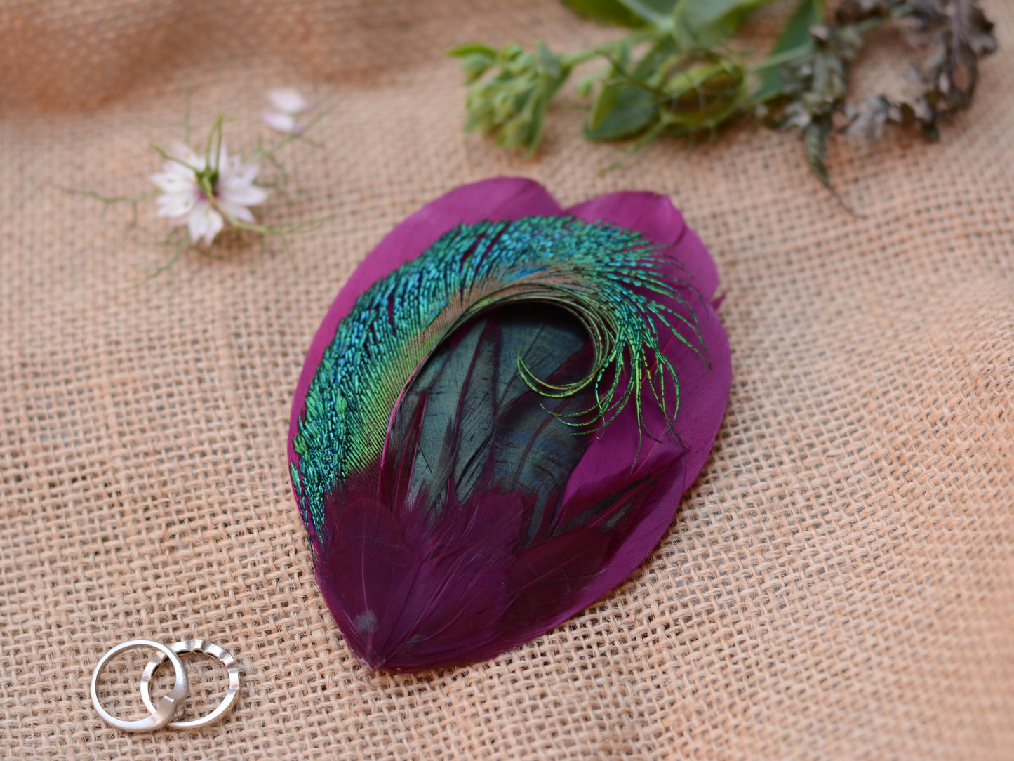 Purple and Peacock Feather Hair Clip No.24