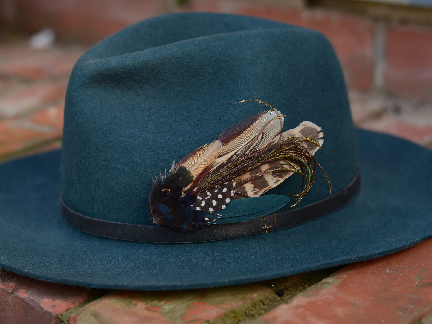 Navy Blue and Pheasant Feather Lapel Pin / Hat Pin No.162