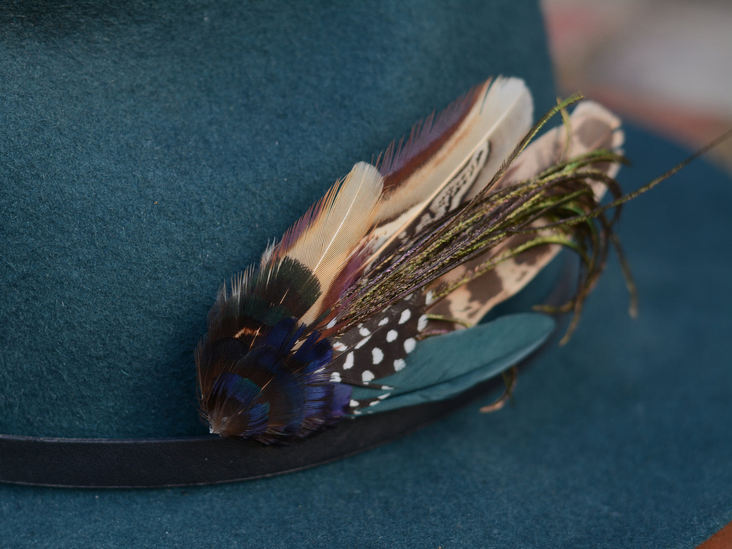 Navy Blue and Pheasant Feather Lapel Pin / Hat Pin No.162