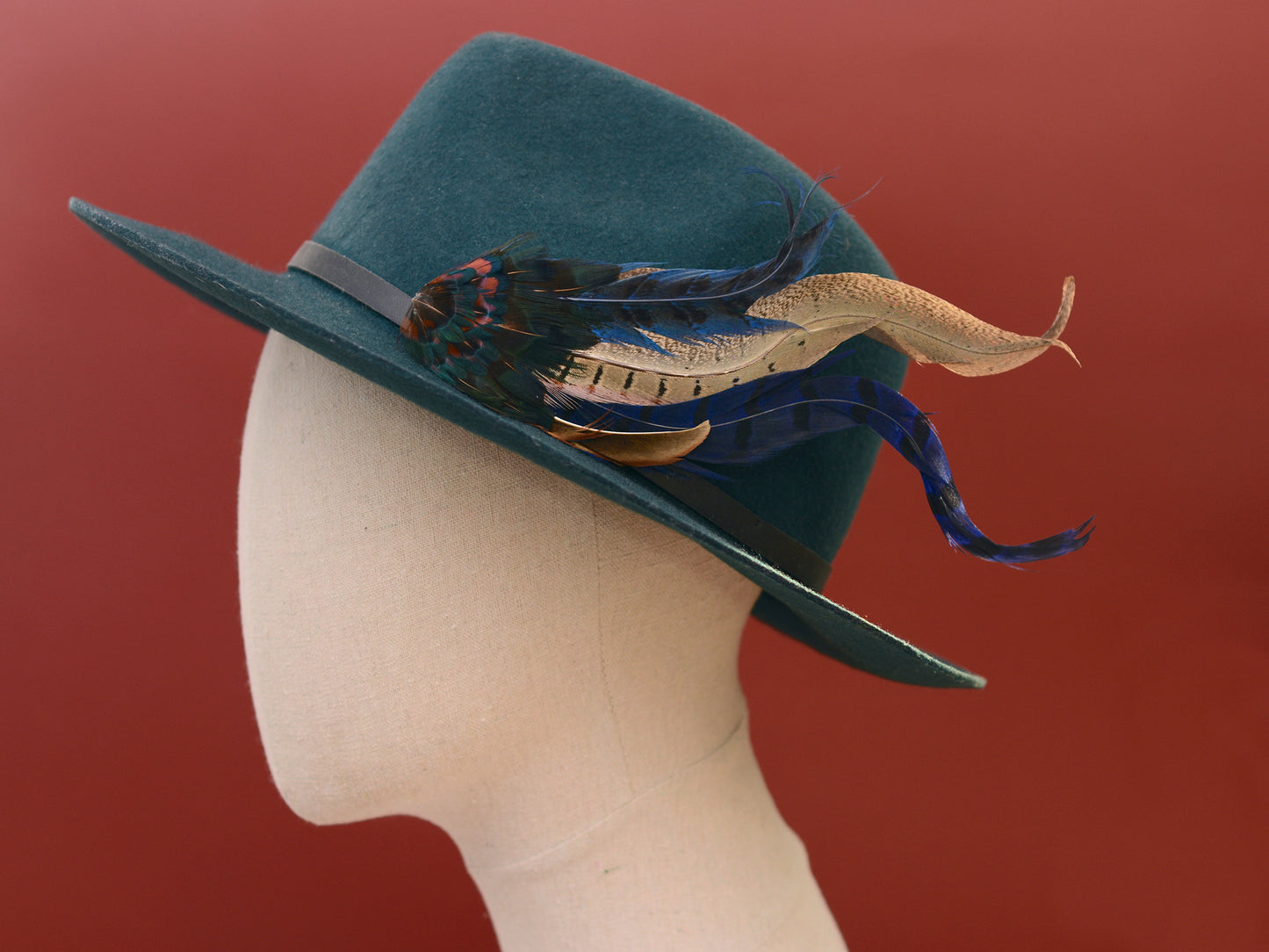 XL Navy Blue Pheasant Feather Hat Pin No.215