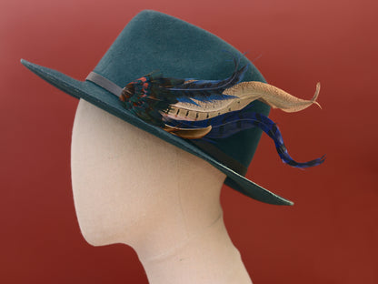 XL Navy Blue Pheasant Feather Hat Pin No.215