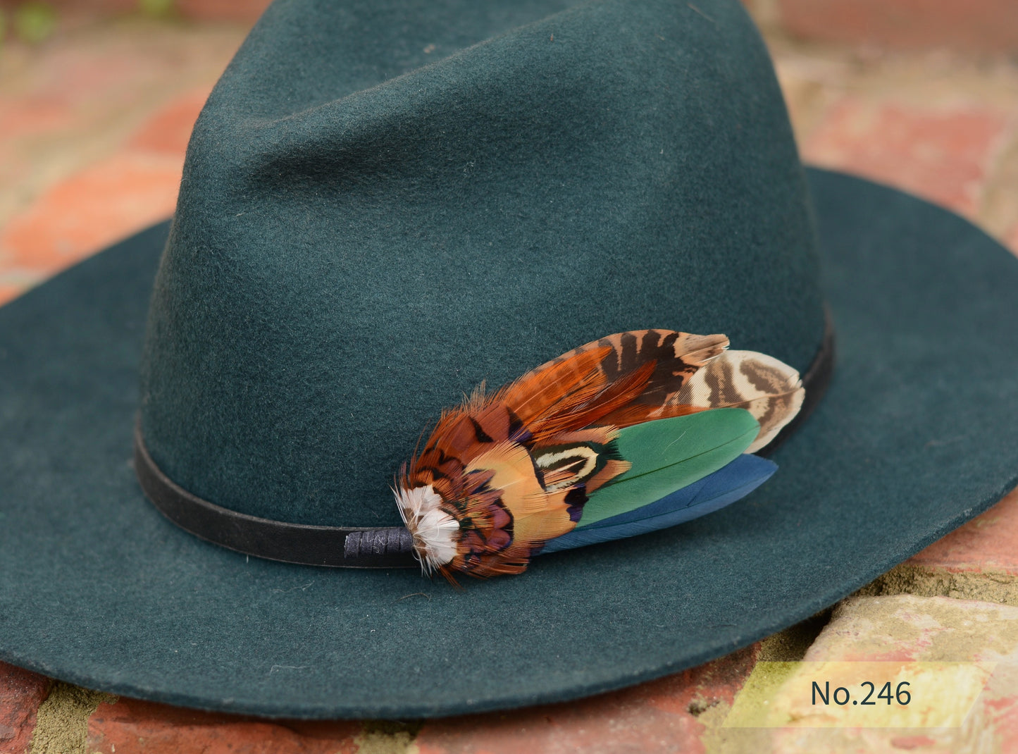 Navy Blue and Bottle Green Feather Boutonniere