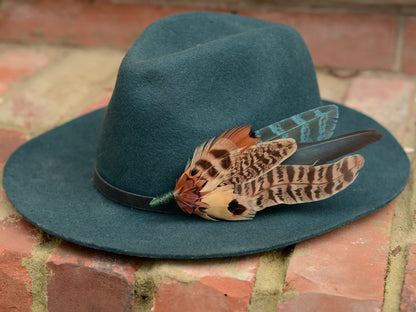 Large Green and Copper Pheasant Feather Boutonniere No.281