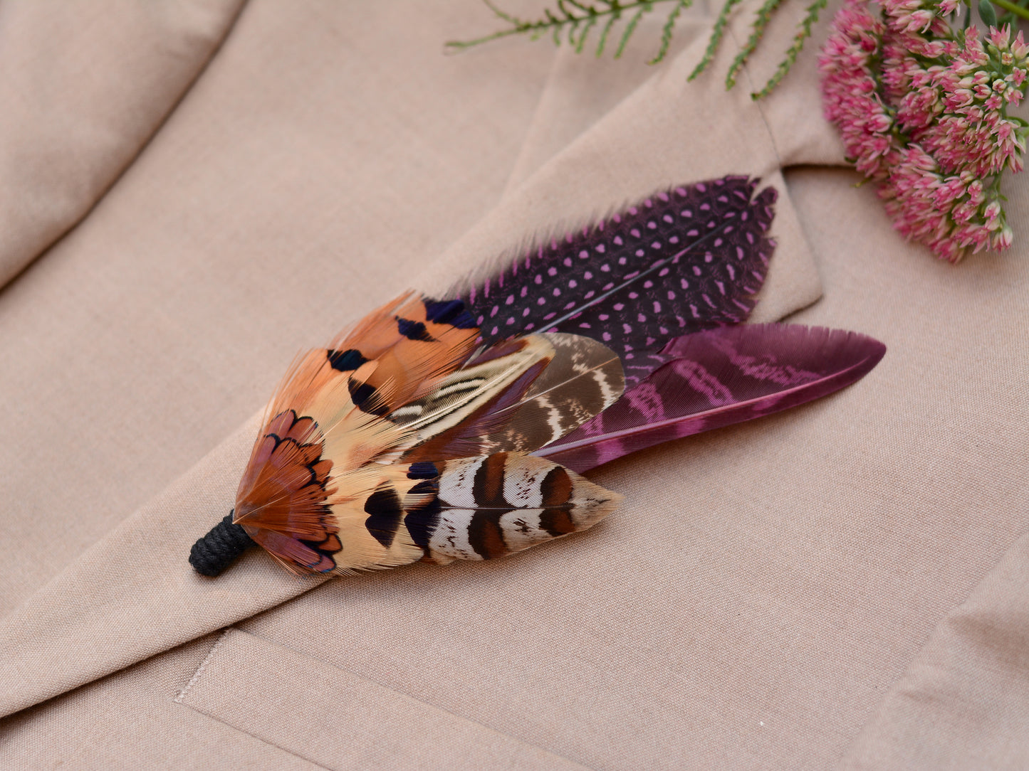 Large Pheasant Feather Pin in Purple No.291
