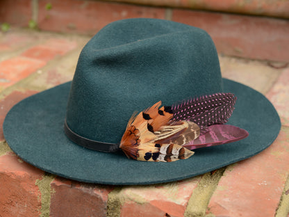 Large Pheasant Feather Pin in Purple No.291