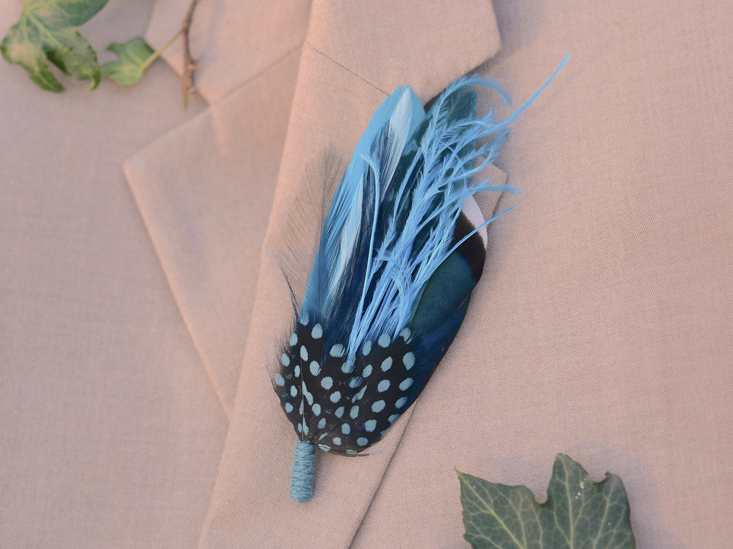 Teal, Turquoise and Blue Feather Hat Pin / Feather Brooch No.297