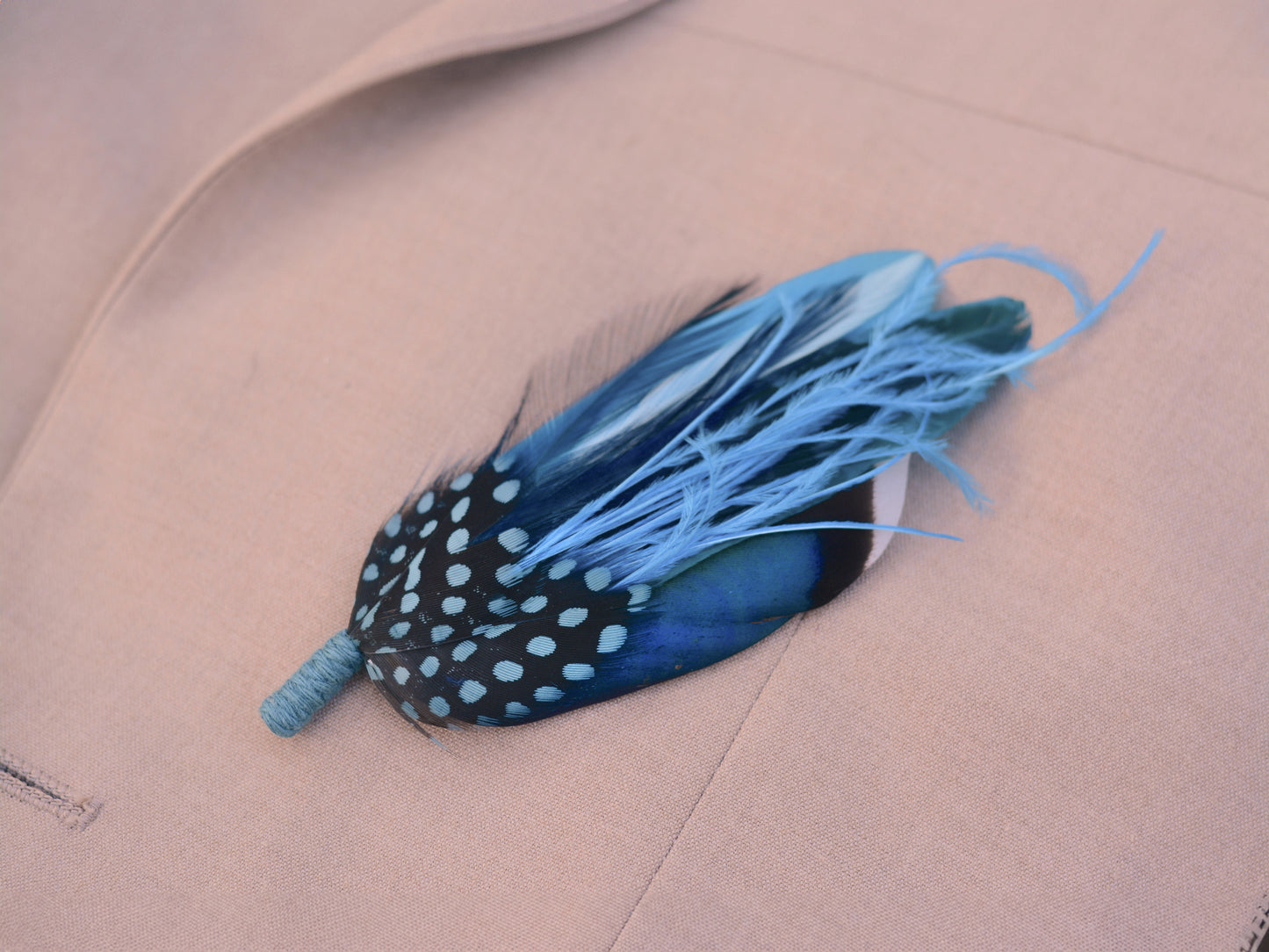 Teal, Turquoise and Blue Feather Hat Pin / Feather Brooch No.297