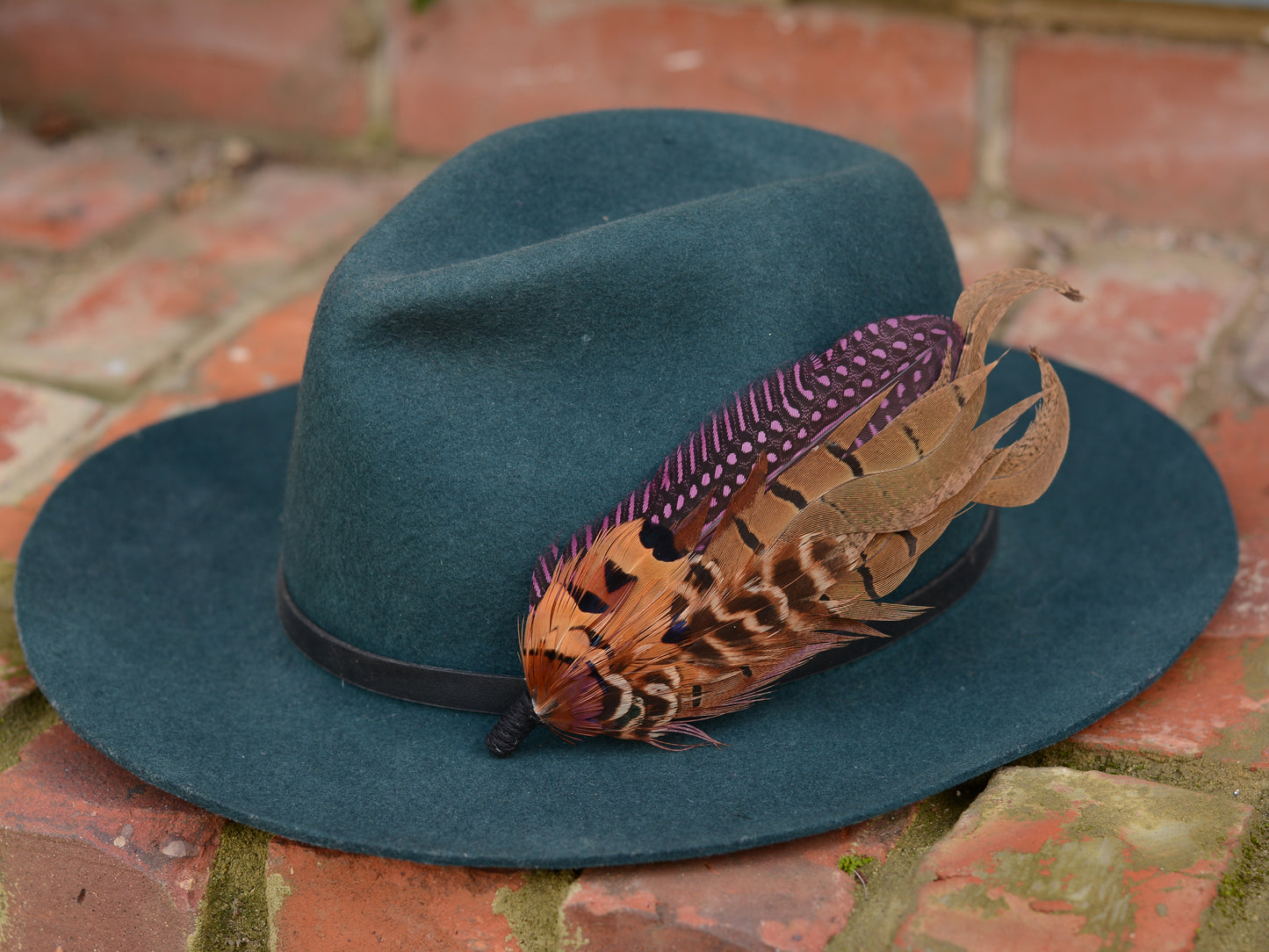 Plum Purple and Copper Pheasant Feather Lapel Pin No.307
