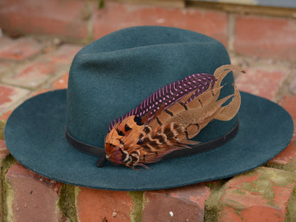 Plum Purple and Copper Pheasant Feather Lapel Pin No.307