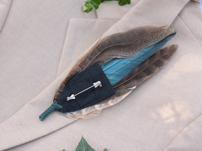 Large Feather Hat Pin No.310 in Natural Pheasant Feathers