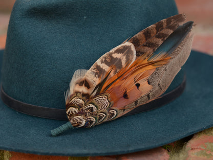 Large Feather Hat Pin No.310 in Natural Pheasant Feathers