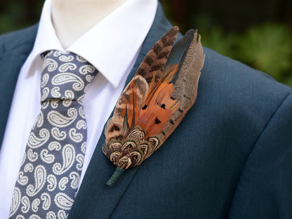 Large Feather Hat Pin No.310 in Natural Pheasant Feathers