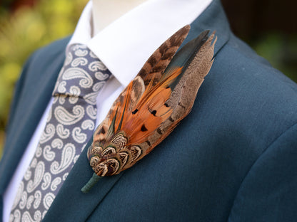 Large Feather Hat Pin No.310 in Natural Pheasant Feathers