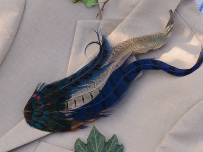 XL Navy Blue Pheasant Feather Hat Pin No.215