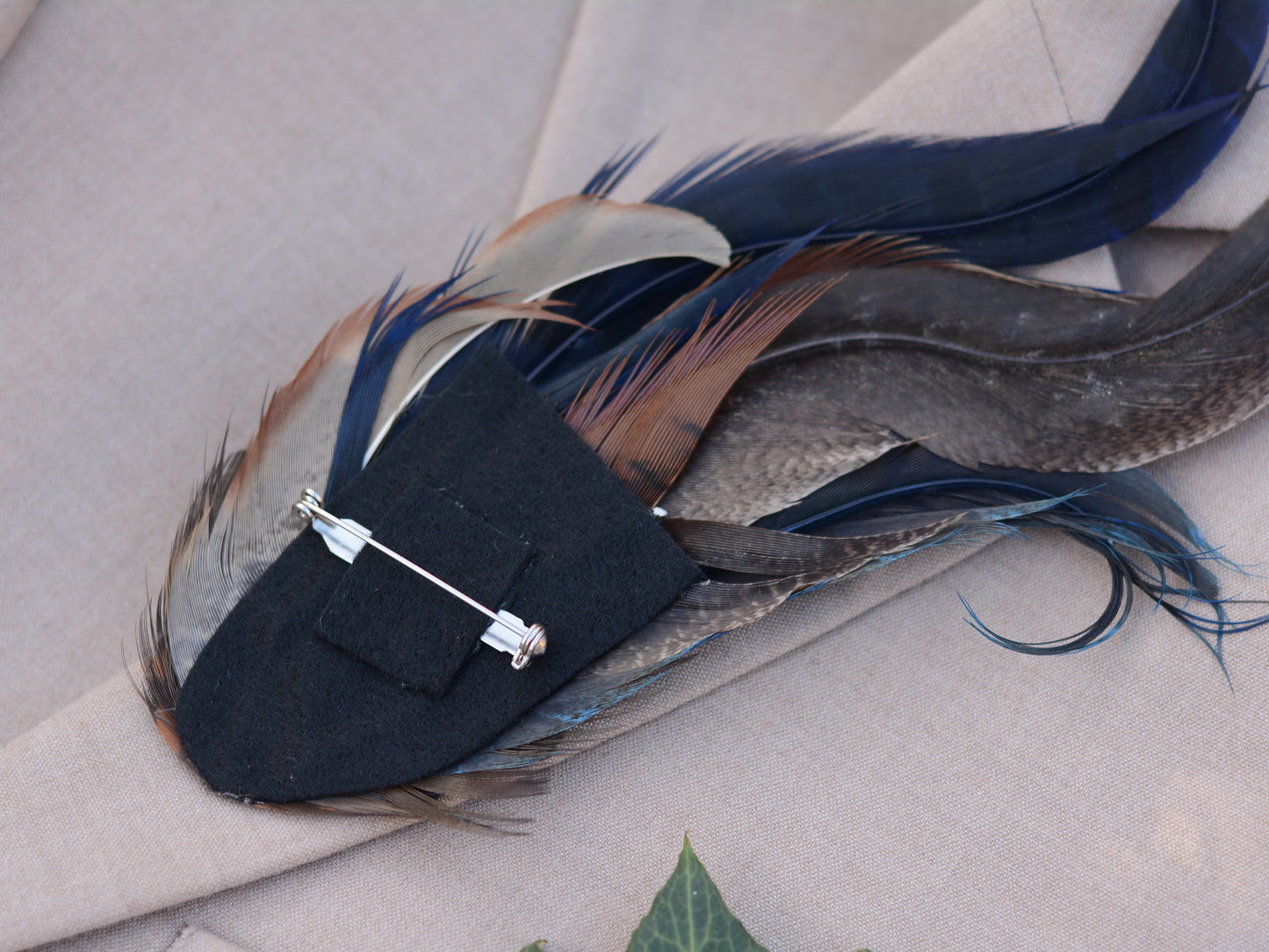 XL Navy Blue Pheasant Feather Hat Pin No.215