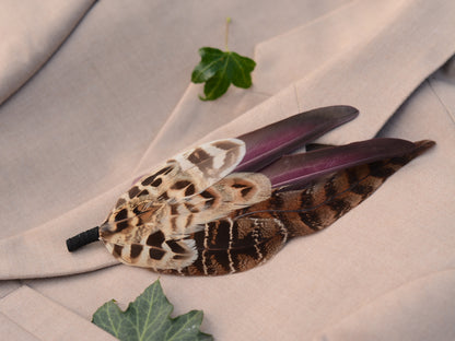 Large Pheasant Feather Hat Pin in Purple No.312