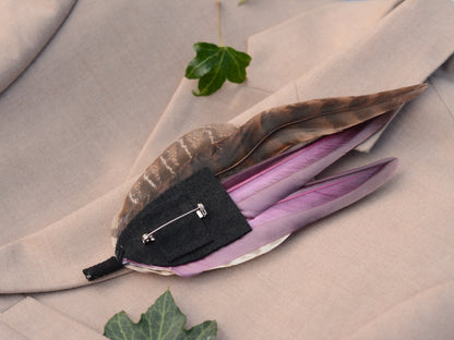 Large Pheasant Feather Hat Pin in Purple No.312