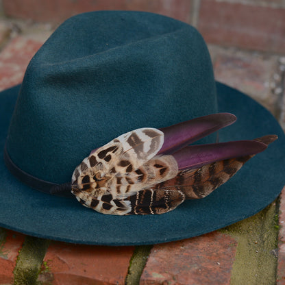 Large Pheasant Feather Hat Pin in Purple No.312
