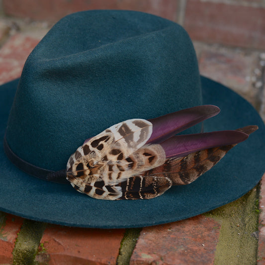 Large Pheasant Feather Hat Pin in Purple No.312