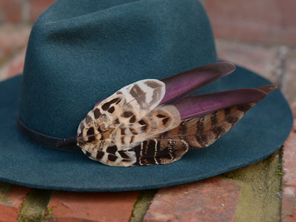 Large Pheasant Feather Hat Pin in Purple No.312