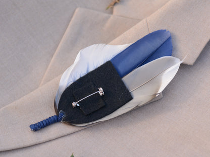 Duck Feather Brooch Hat Pin in Shades of Blue No.319