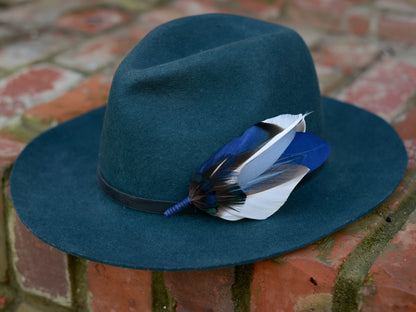 Duck Feather Brooch Hat Pin in Shades of Blue No.319