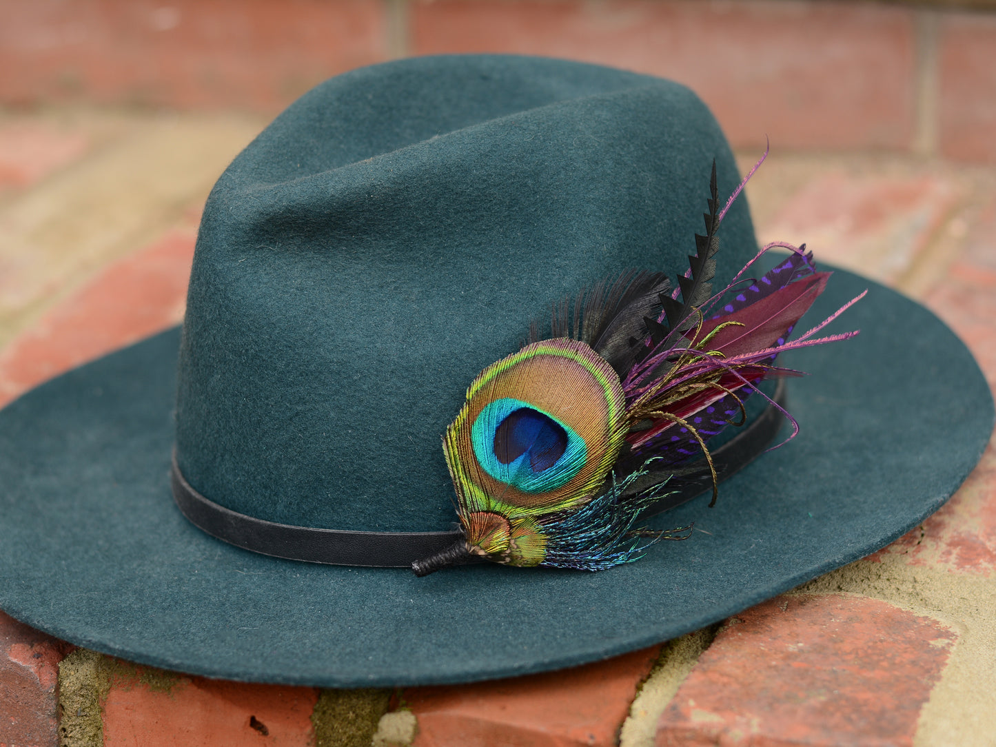 Purple and Peacock Feather Boutonniere / Feather Hat Pin No.325