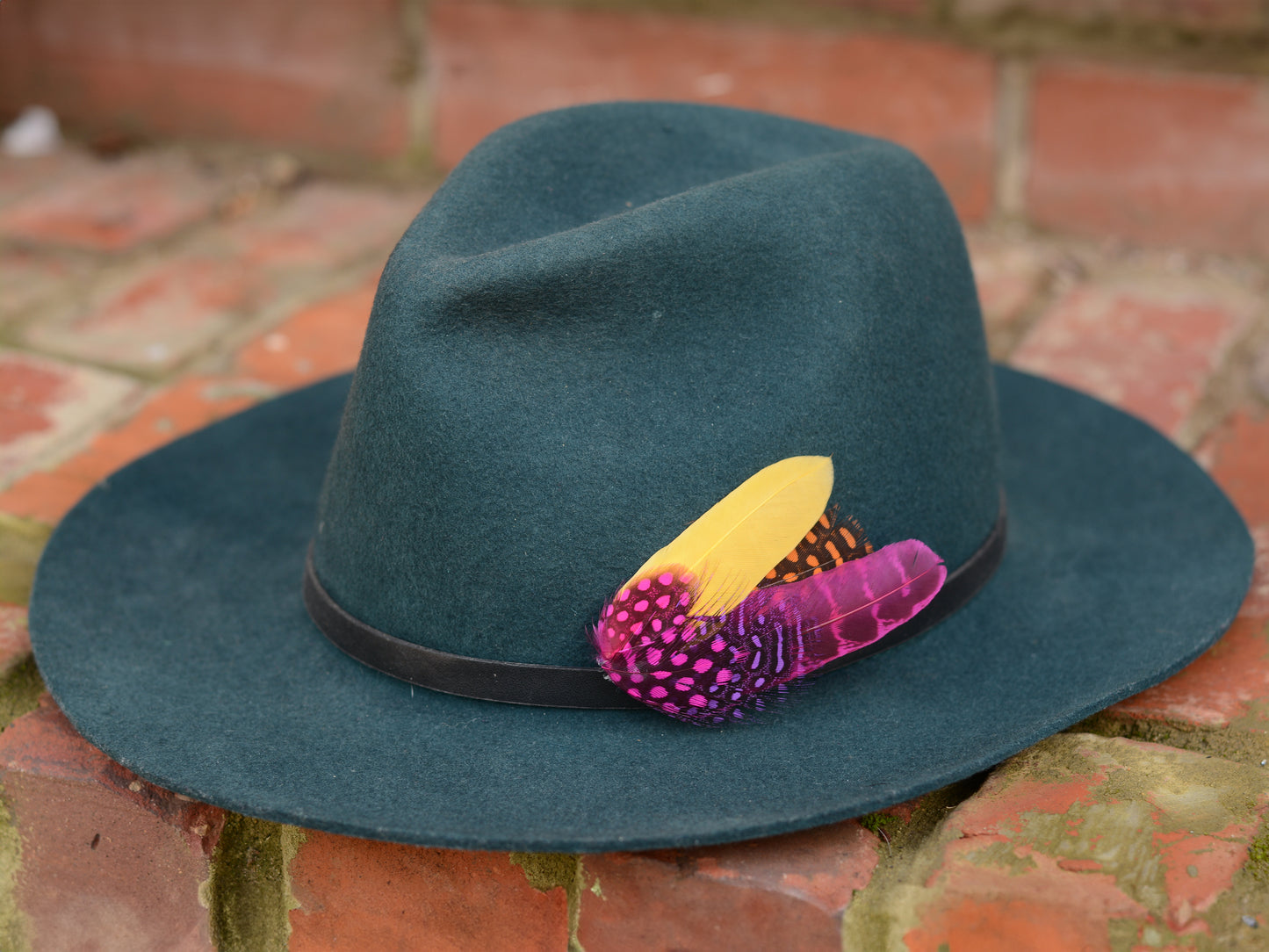 Pink, Yellow and Orange Feather Hat Pin Small No.84