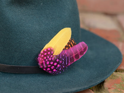 Pink, Yellow and Orange Feather Hat Pin Small No.84