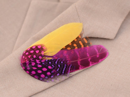 Pink, Yellow and Orange Feather Hat Pin Small No.84