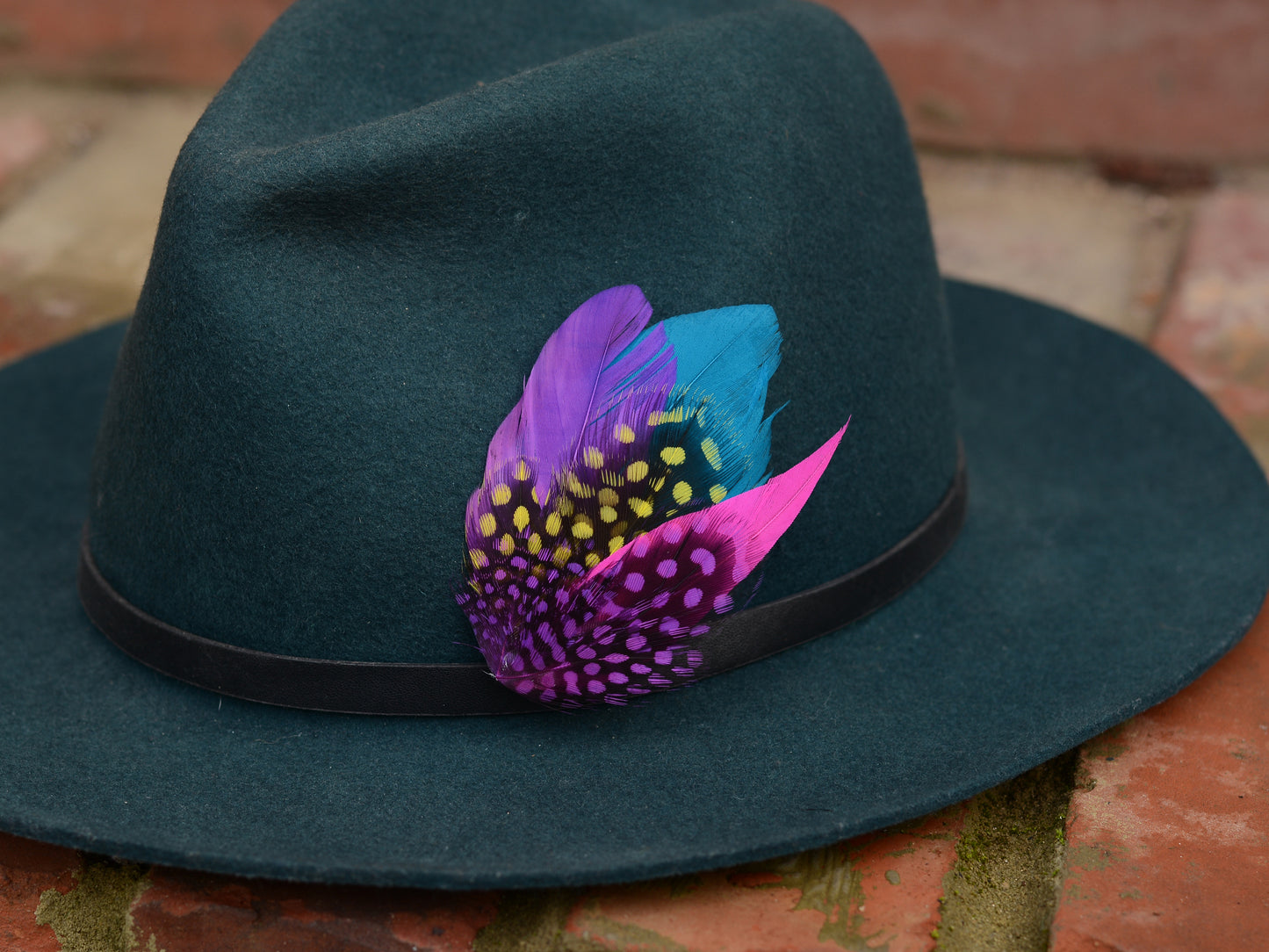 Purple, Pink, Blue and Yellow Feather Hat Pin Small No.85