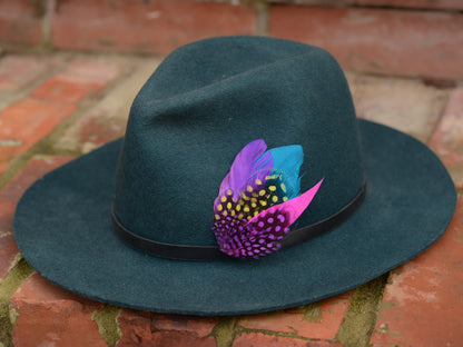 Purple, Pink, Blue and Yellow Feather Hat Pin Small No.85