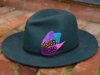 Purple, Pink, Blue and Yellow Feather Hat Pin Small No.85