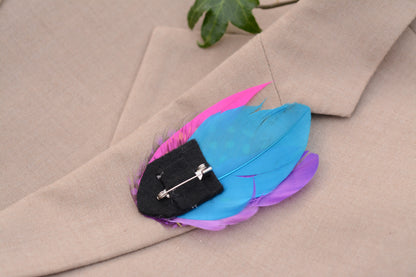 Purple, Pink, Blue and Yellow Feather Hat Pin Small No.85