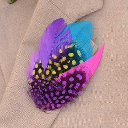 Purple, Pink, Blue and Yellow Feather Hat Pin Small No.85