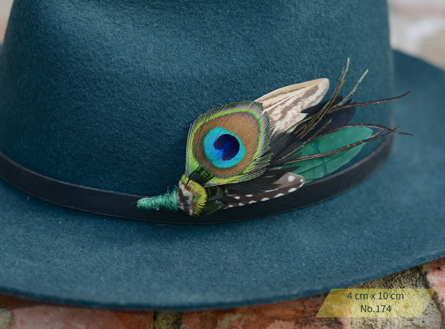 Green Peacock Feather Hat Pin / Brooch Pins