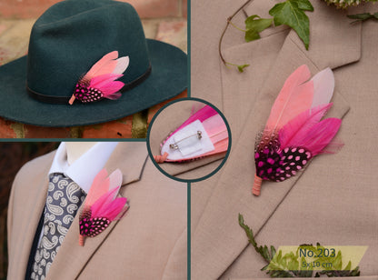 Flamingo Pink Feather Brooch Pins / Hat Pins