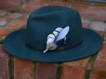 Pheasant and Duck Blue Feather Lapel Pin / Hat Pin No.219