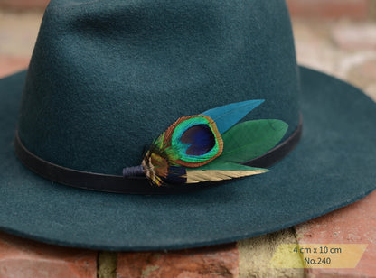 Green Peacock Feather Hat Pin / Brooch Pins