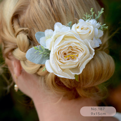 Ivory / Off White Flower Hair Clips
