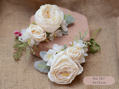 Ivory / Off White Flower Hair Clips