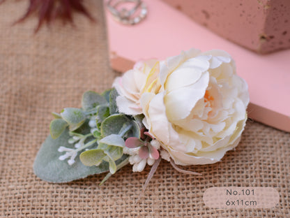 Ivory / Off White Flower Hair Clips