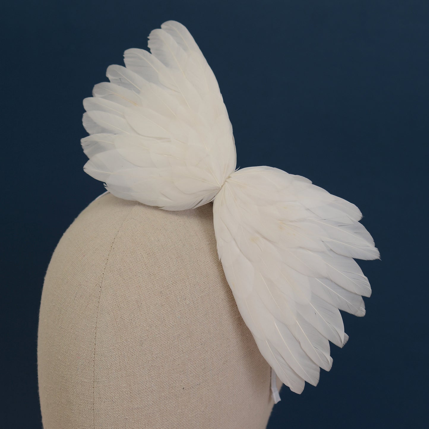 Sample Sale - White Side Perching Bird Wings Headpiece Fascinator