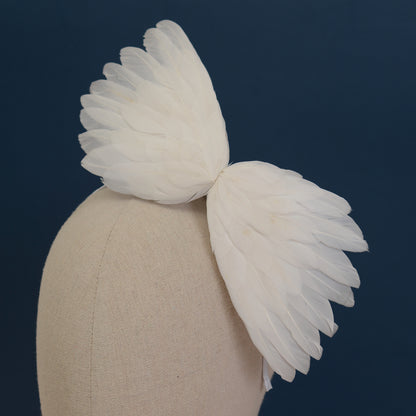 Sample Sale - White Side Perching Bird Wings Headpiece Fascinator