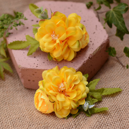 Yellow Marigold Flower Hair Clip