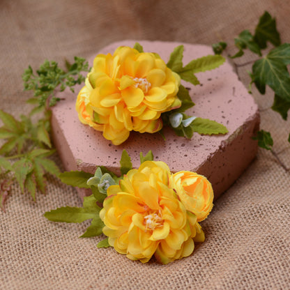 Yellow Marigold Flower Hair Clip